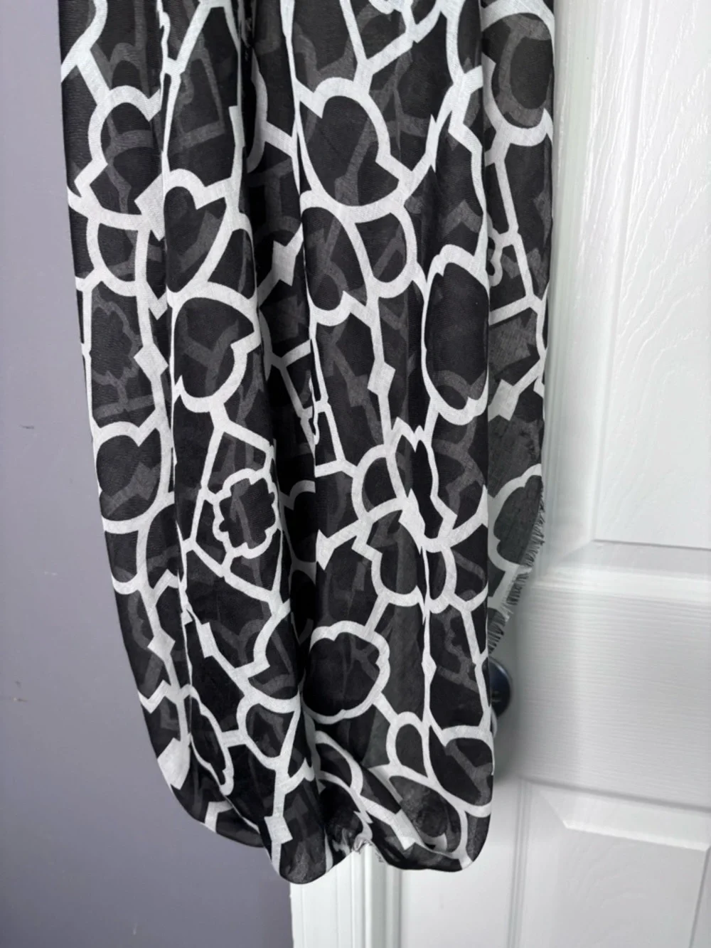Charming Charlie Black and White Sheer Infinity Scarf
